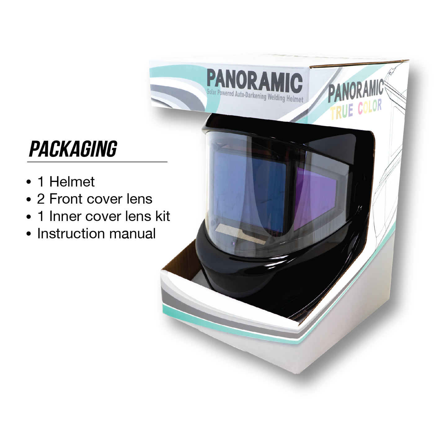 Solar Auto-Darkening Welding Helmet - True Color View, Grinding Mode, Welding Mask