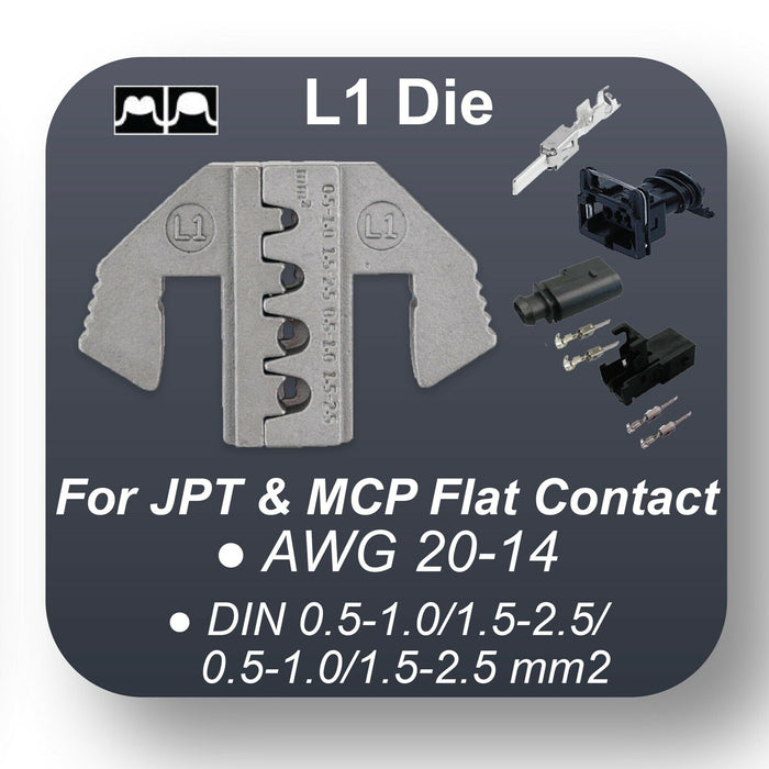 HT-150-L1 - Crimping Tool Die - L1 Die for JCP & MCP Flat Terminals AWG 20-14