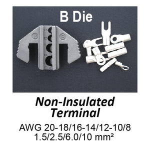 HT-2110-B Crimping Tool Die - B Die for Non-Insulated Terminals AWG 20-18/16-14/12-10/8