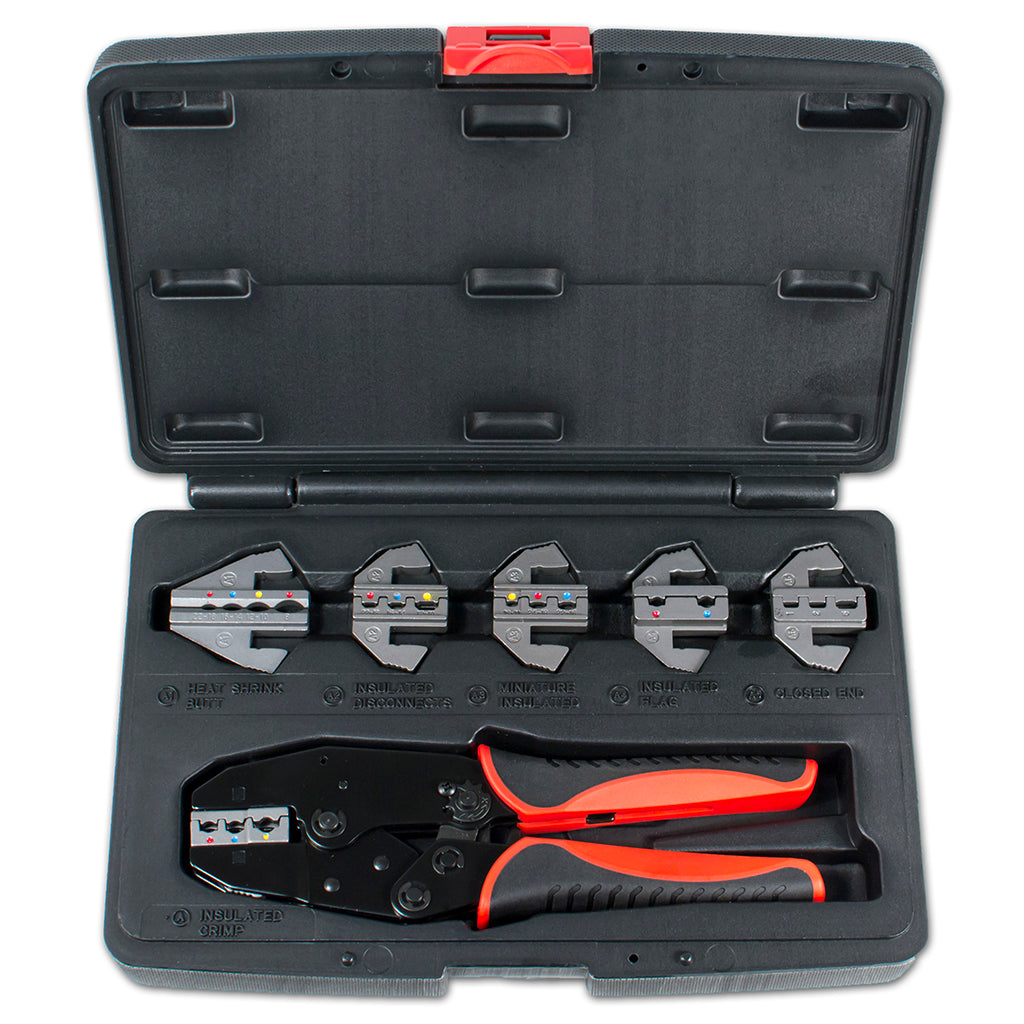 HT-2110 - Interchangeable Ratcheting Terminal Crimper Set - 6 Die