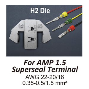HT-2120-H2 Crimping Tool Die - H2 Die for AMP 1.5 Superseal Terminal AWG 22-20/16