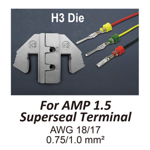 HT-2120-H3 Crimping Tool Die - H3 Die for AMP 1.5 Superseal Terminal AWG 18/17